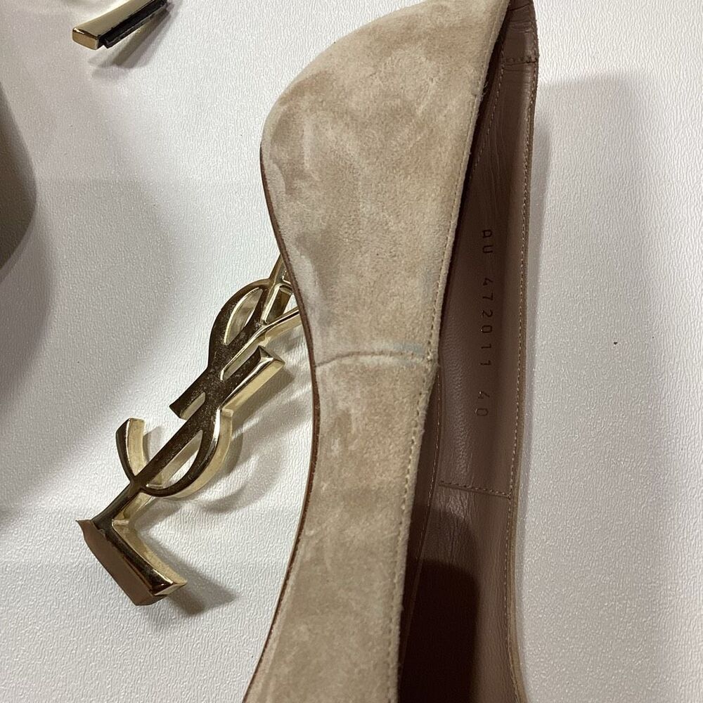 Yves Saint Laurent YSL Opyum Gold Suede Beige Pump Size EU 40 - Picture 16 of 17